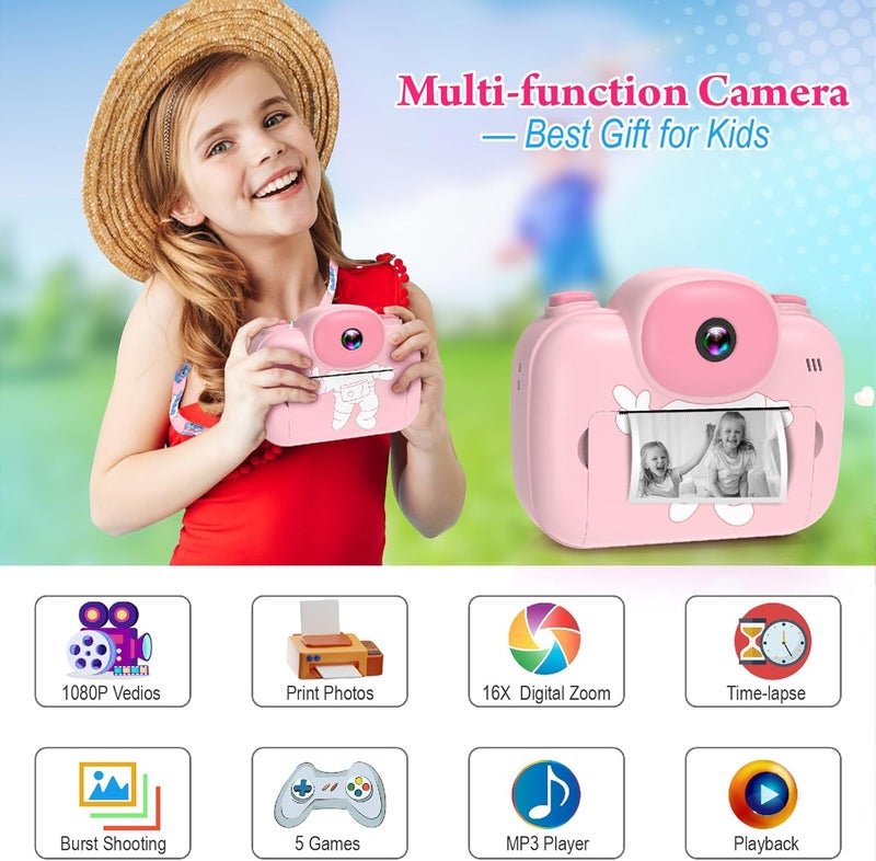 Trayoo Kids Camera Instant Print, 3.5'' Kids Digital Camera Instant with 1080P HD Photos & Videos, Christmas Birthday Gifts for Girls Boys Age 3-12 (Pink) - Image 2